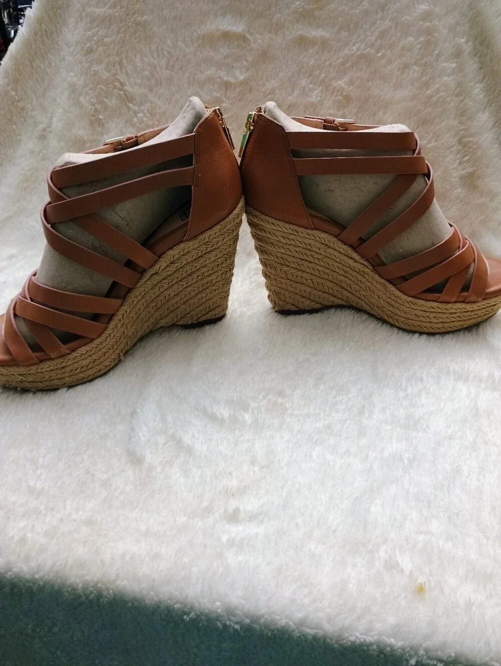 Söfft Women's Size 8M Brown Leather Strappy Espadrille Wedge Sandals